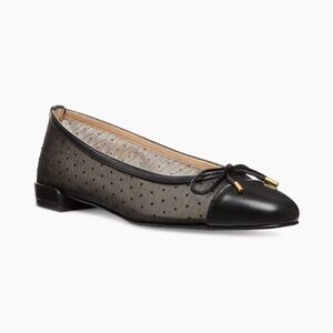 * New* Stuart Weirzman Pin Dot Leather & Mesh Bow Flats